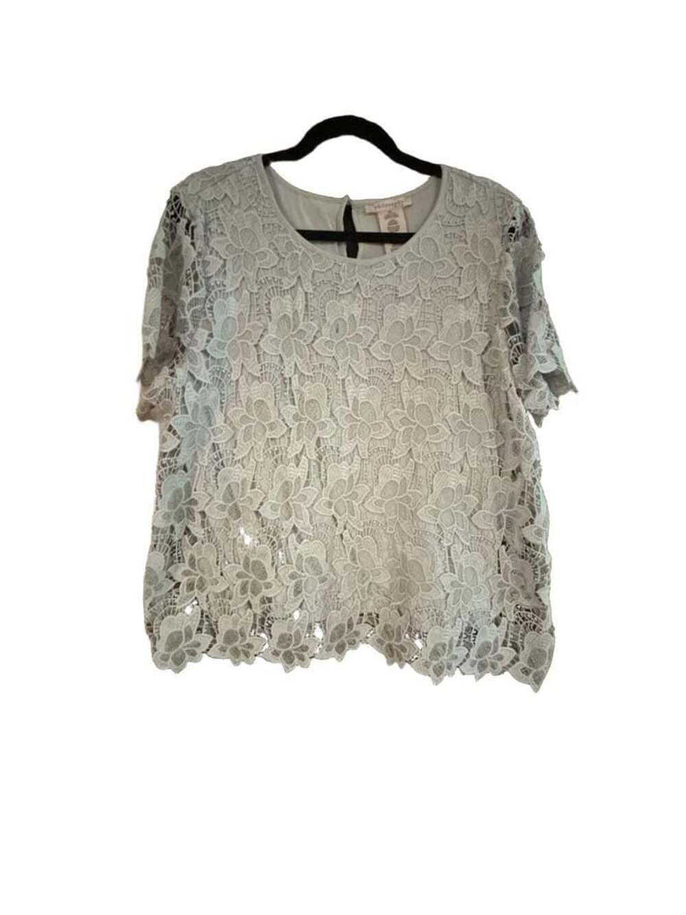 Philosophy Republic Clothing Vapor Gray Floral Crochet Lace Blouse XL